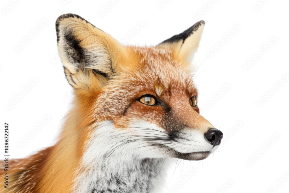 A close-up shot of a red fox's face, with bright eyes and fluffy fur A close-up shot of a red fox's face, with bright eyes and fluffy fur