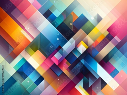 Abstract geometric shapes in vibrant gradient colors with transparency and overlapping elements photo