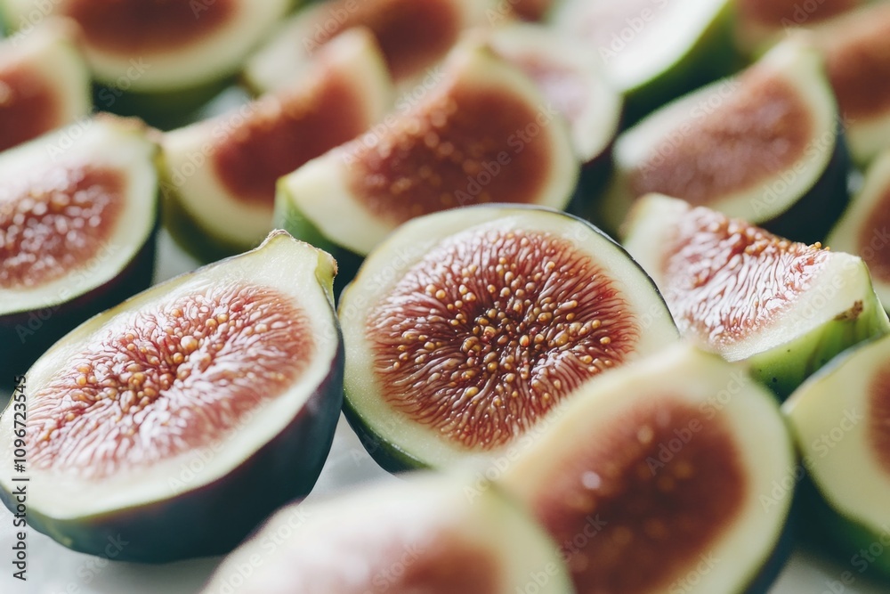 A cluster of fresh figs arranged on a table, ready for use or display A cluster of fresh figs arranged on a table, ready for use or display