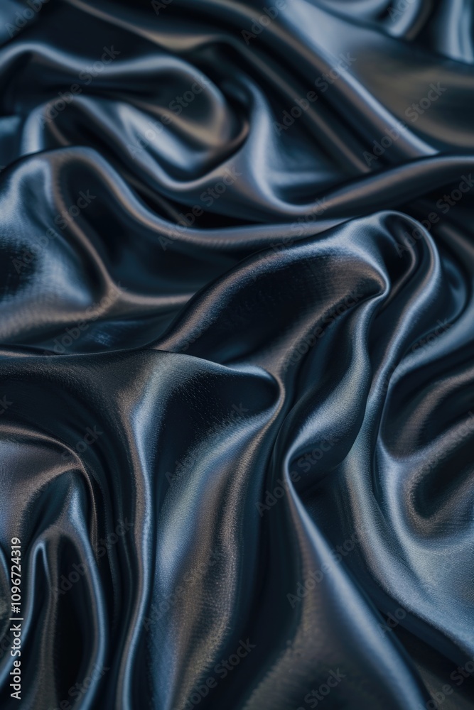 A high-quality image of black satin fabric up close, with its smooth and shiny surface A high-quality image of black satin fabric up close, with its smooth and shiny surface