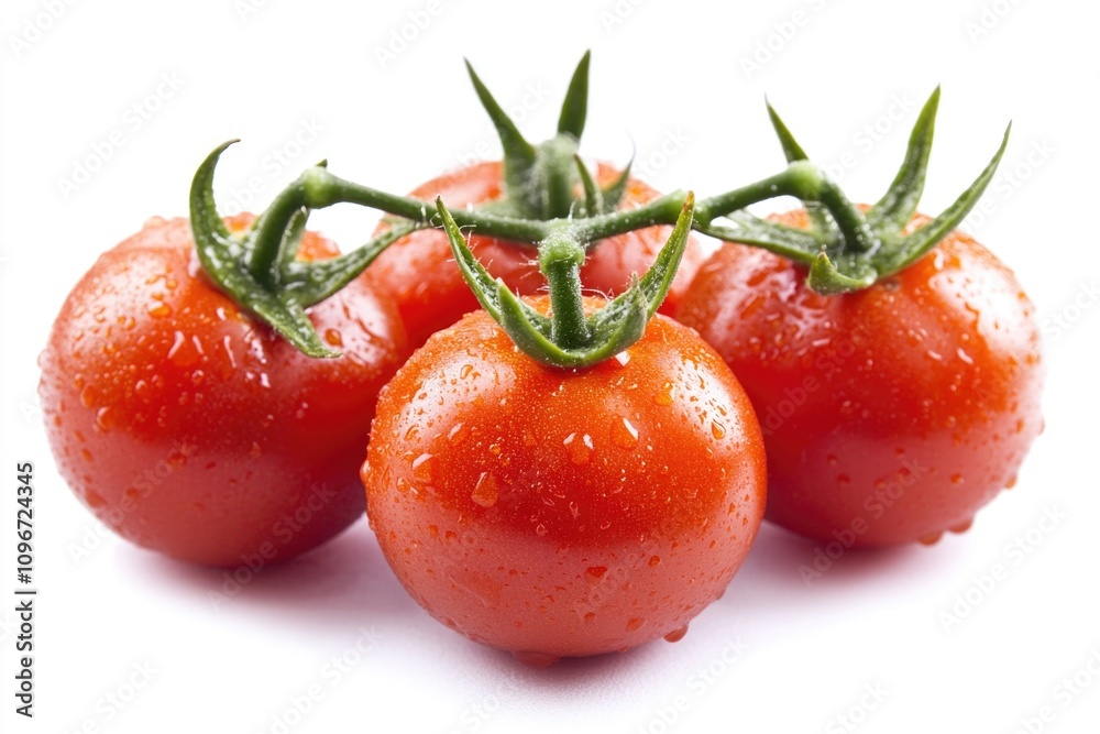 Fresh tomatoes arranged on a clean white background, perfect for food photography or marketing Fresh tomatoes arranged on a clean white background, perfect for food photography or marketing