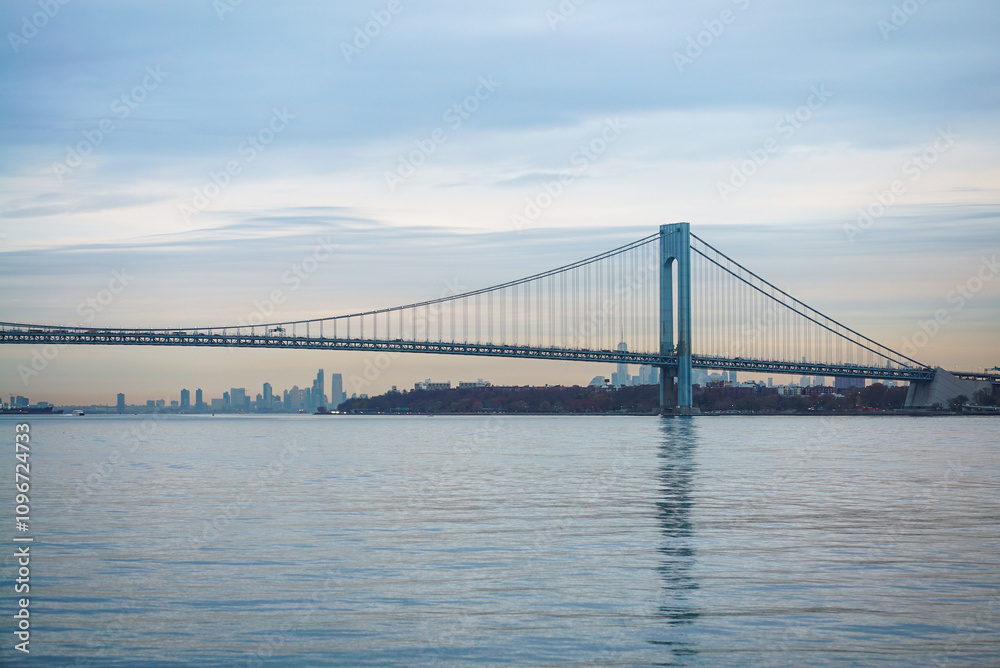 The Verrazano Bridge with NY Skyline behind The Verrazano Bridge with NY Skyline behind