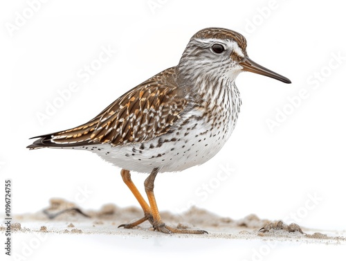 Wallpaper Mural Full Body Illustration of Beautiful White-Tailed Wood Sandpiper on White Background High Resolution Professional Quality Torontodigital.ca