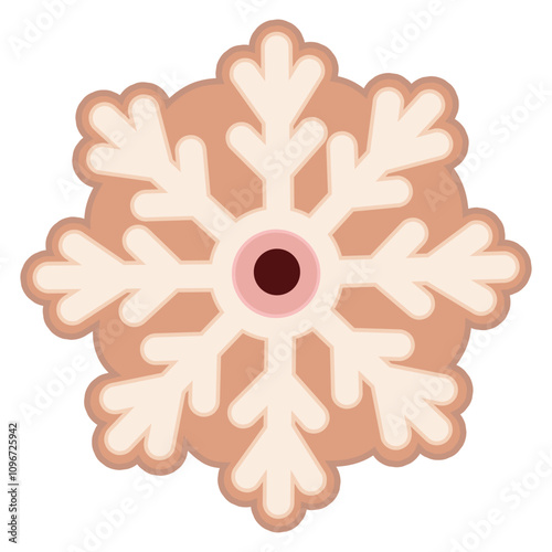 Snowflake gingerbread cookie graphic element design for Christmas.