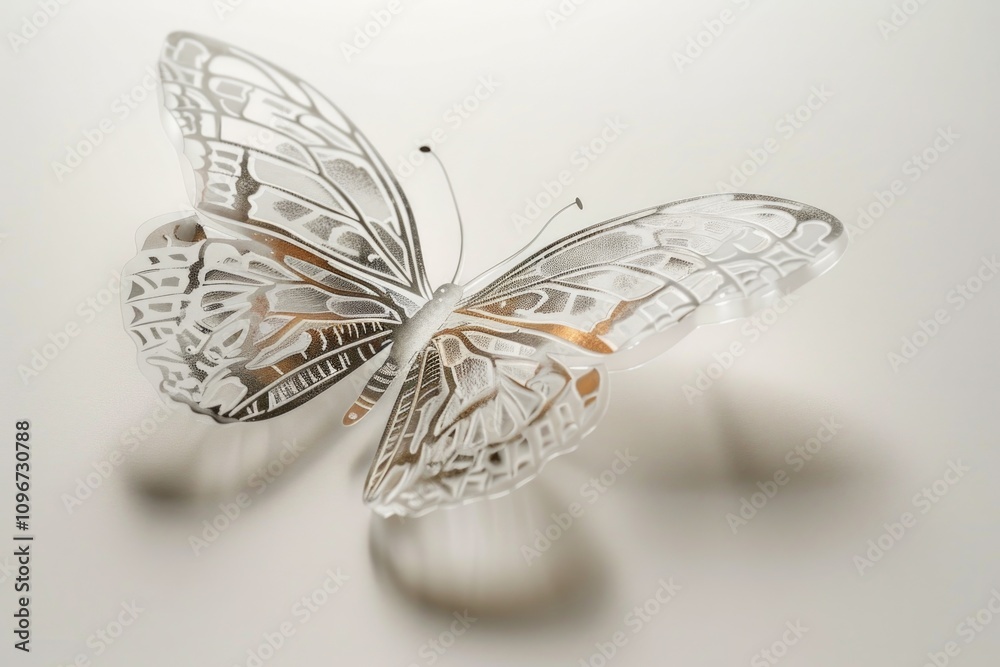 A close-up shot of a butterfly sitting on a table, its delicate wings spread out A close-up shot of a butterfly sitting on a table, its delicate wings spread out