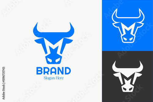 Letter M Bull Head Logo Design for Branding and Marketing