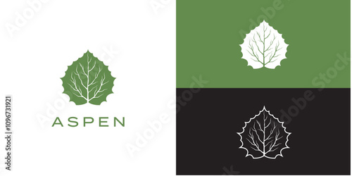 aspen leaf logo, Symbol Vector Design Template.