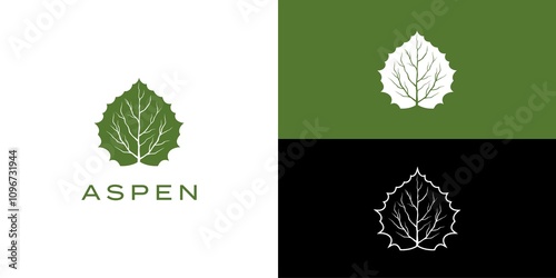 Photos aspen leaf logo, Symbol Design Template.