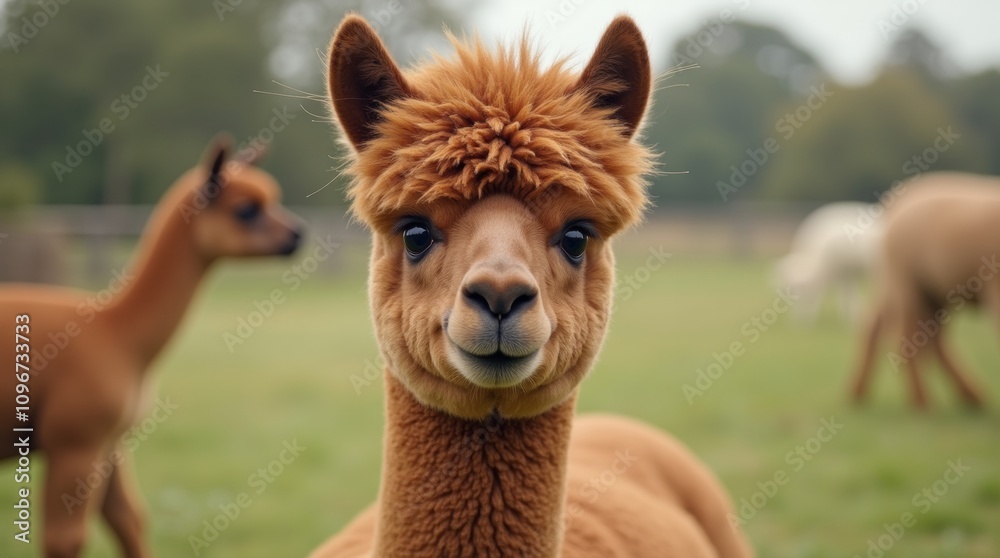 Cute Brown Alpaca Farm Closeup Cute Brown Alpaca Farm Closeup