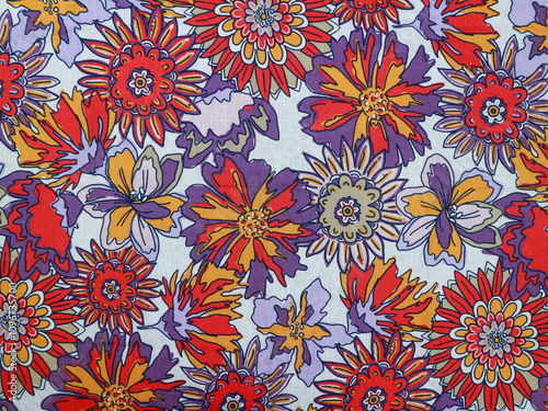 The beautiful red and orange of art Indonesian Batik Pattern, leaf and flowers pattern fabric