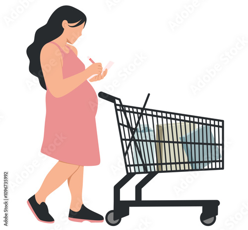 Shopping in the supermarket of the pregnant women