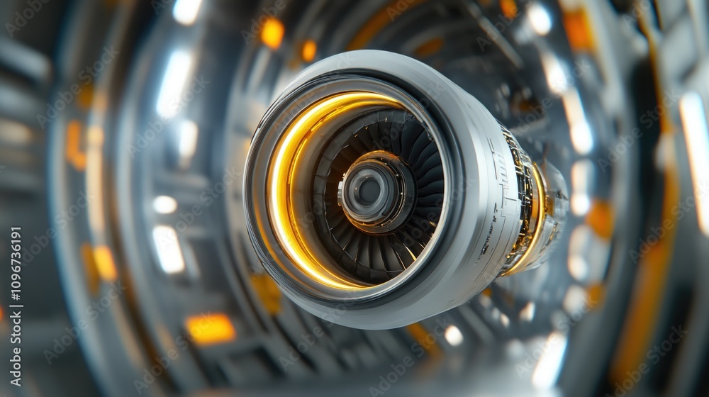 Turbine Blades in High-Speed Motion with Futuristic Glow