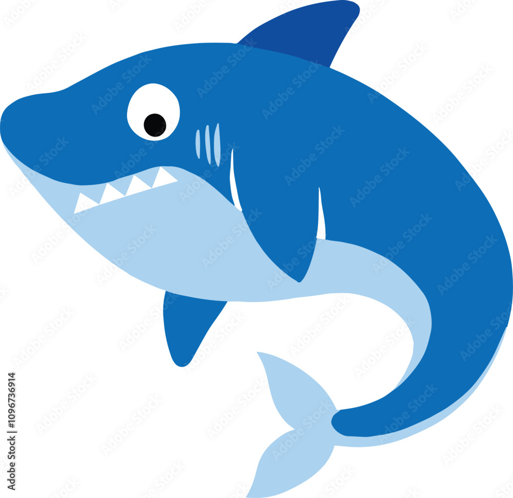 Fototapeta premium shark cartoon isolated on white
