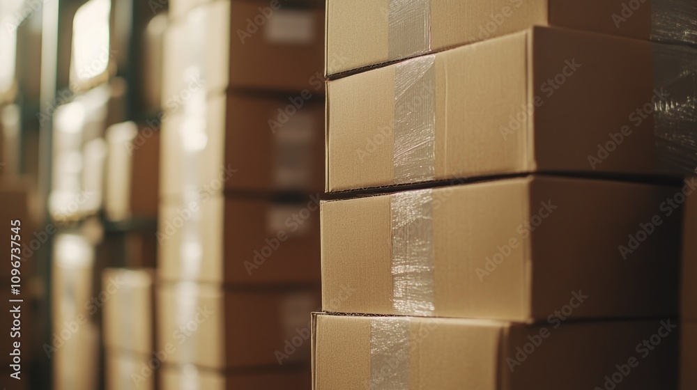 A collection of boxes piled high, often used in storage or organizational scenarios A collection of boxes piled high, often used in storage or organizational scenarios