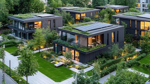 Energy Efficient Sustainable Residential Neighborhood with Solar Rooftops and Green Walls
