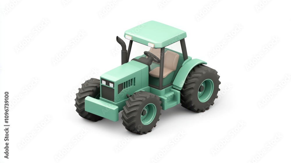 A stylized green tractor designed for agricultural purposes. A stylized green tractor designed for agricultural purposes.