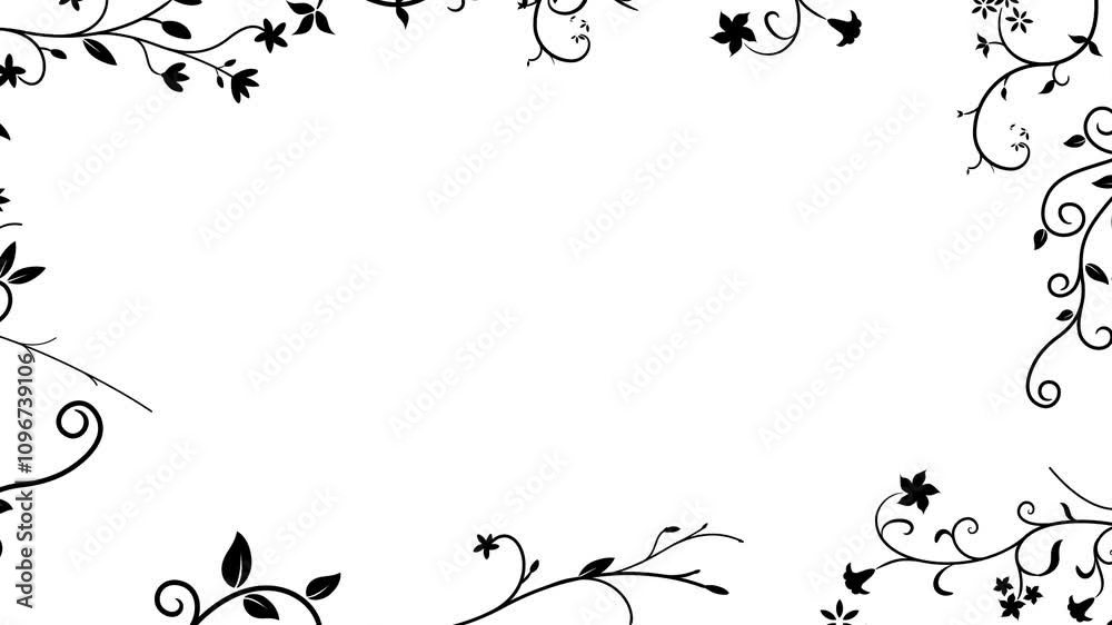 Animated Floral Background Loop Black on White Animated Floral Background Loop Black on White