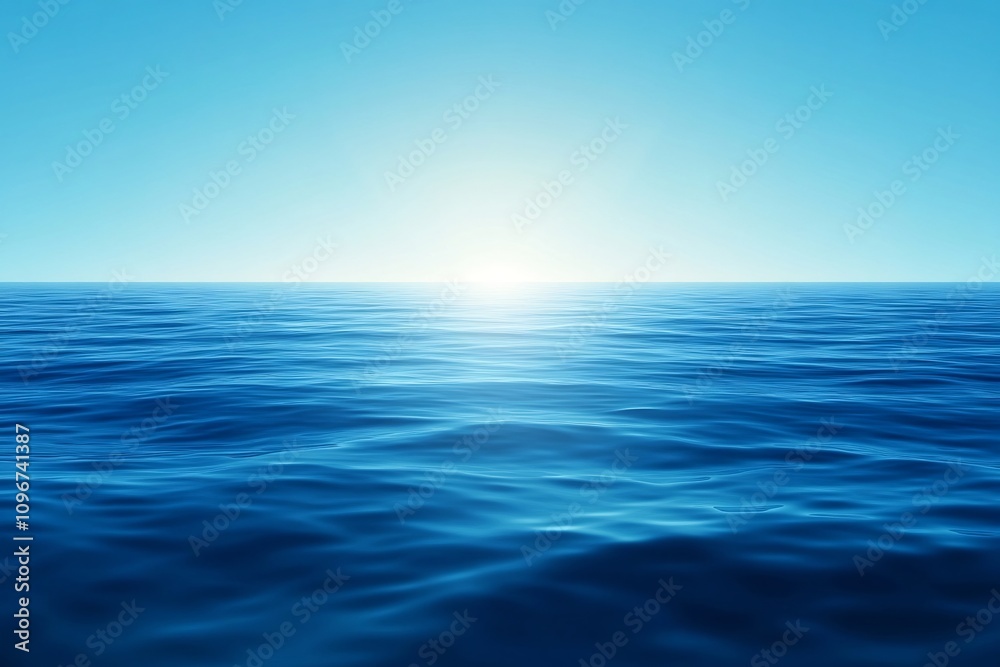 Obraz premium Serene Blue Ocean Horizon at Sunset with Minimalist Seascape