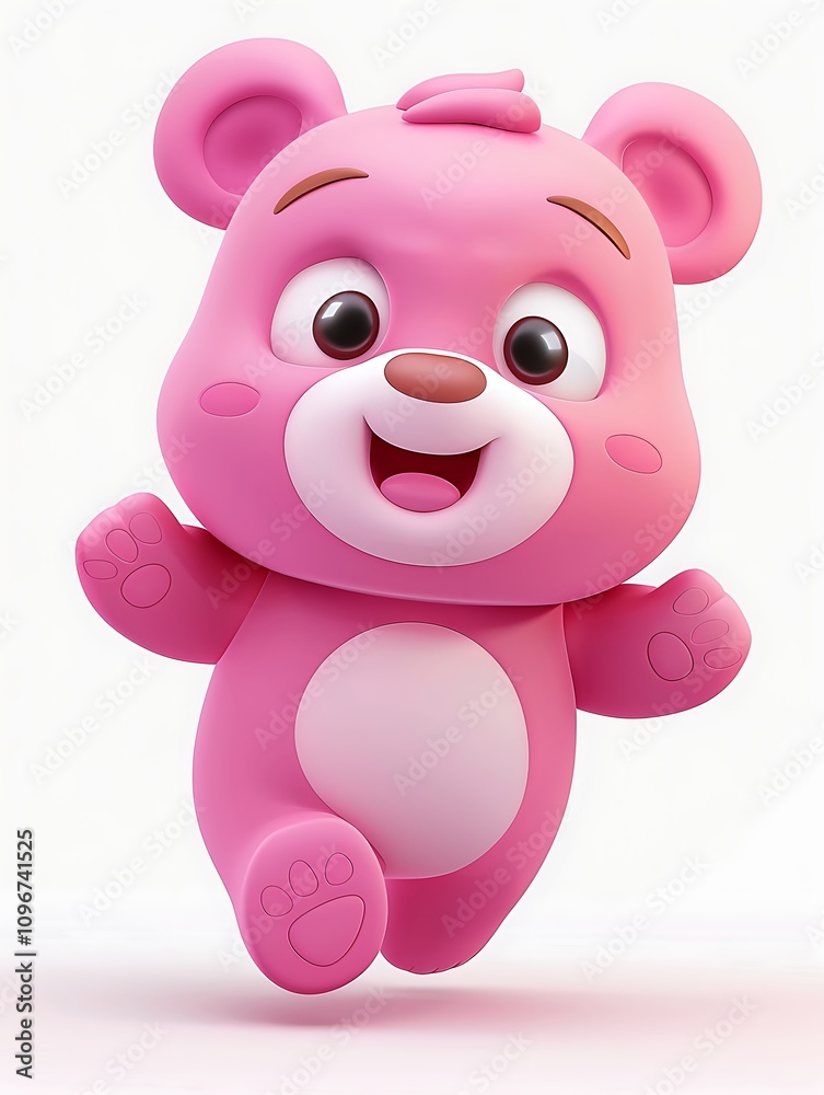 there is a pink teddy bear with a big smile on its face there is a pink teddy bear with a big smile on its face