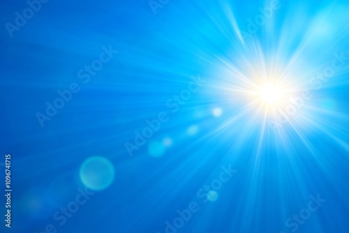 Captivating Azure Sky with Radiant Sunbeams and Flare photo