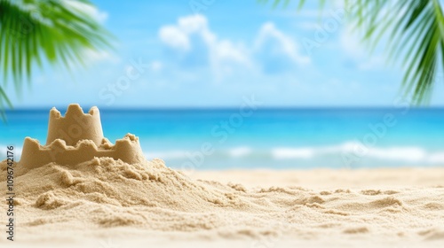 Children’s Sandcastle on the Bright Beach Shore