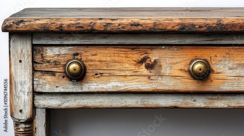 Rustic Charm: Antique Wooden Console Table with Distressed Finish