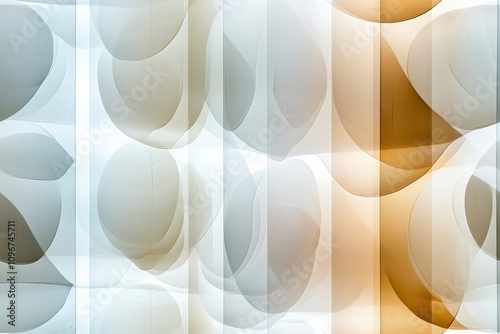 Abstract design featuring soft shapes and gradients in muted tones.