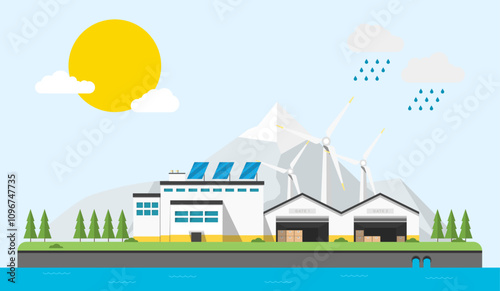 ecological factory. green energy. vector