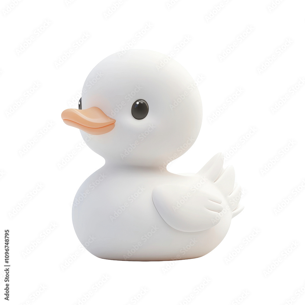 A three dimensional render of a cute white rubber duck toy on a black background. A three dimensional render of a cute white rubber duck toy on a black background.
