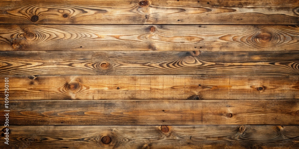 Naklejka premium A rustic wooden plank surface with a natural brown patina and visible knots and grain patterns.