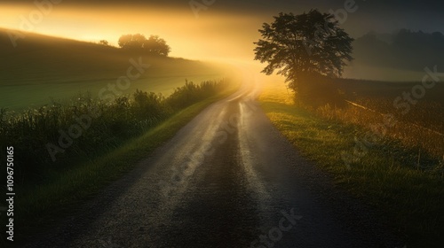 A road with a long line of stars in the sky 