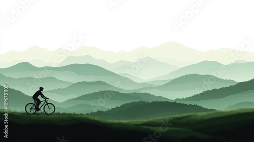 Minimalist Nature Scene with Vibrant Green Hills