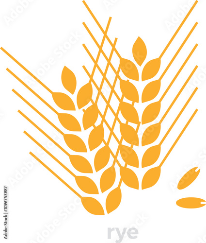 Rye ears color icon. Farm grain plant
