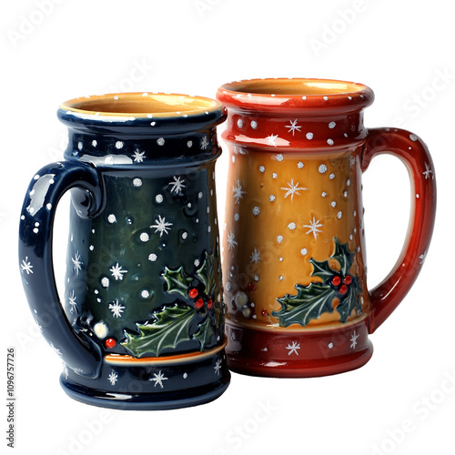 Amazing Christmas beer steins Isolated On Transparent Background  photo