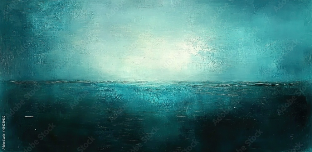 Obraz premium Abstract teal and blue painting, large canvas print, atmospheric background