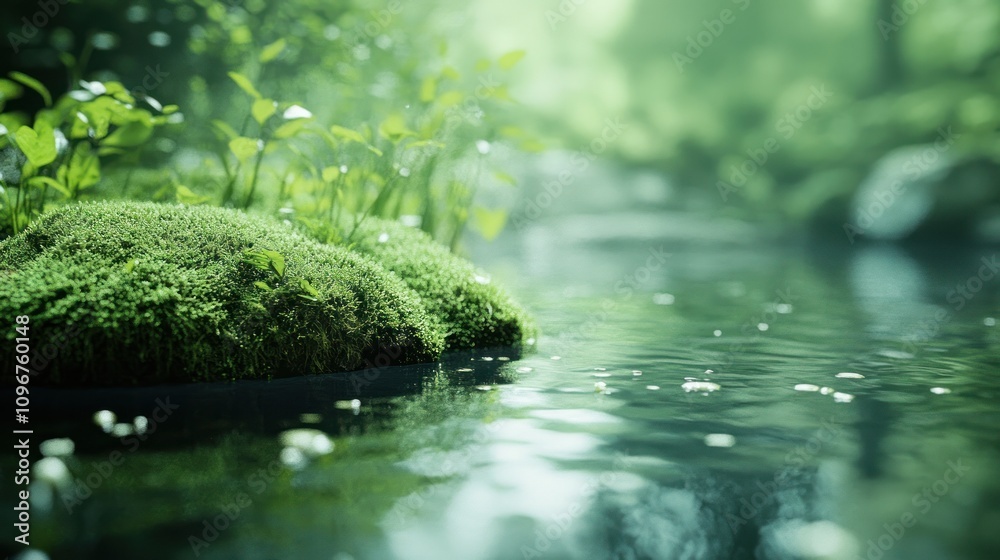 Serene Mossy Oasis: A Tranquil Forest Stream Serene Mossy Oasis: A Tranquil Forest Stream