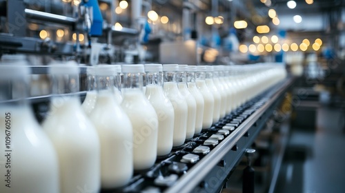 Milk Bottling Process in a Modern Factory Setting