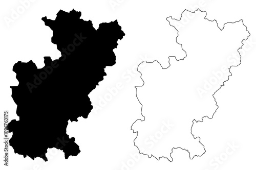 District of Gjilan (Republic of Kosovo and Metohija, Districts of Kosovo, Republic of Serbia) map vector illustration, scribble sketch Gnjilane map photo