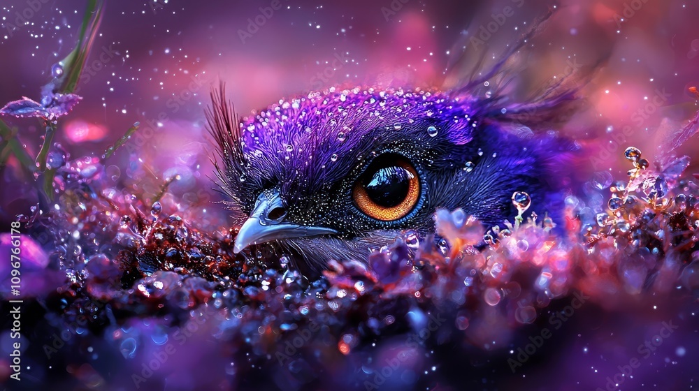 A close up of a bird with water droplets on it's face A close up of a bird with water droplets on it's face