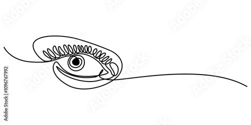 Single eye continuous one line drawing, Vision Single Line Icon. Iris Recognition Identification Continuous Line Editable Stroke Icon, Human Eye Icon, Eye Seeing Drawing, Human Eye Symbol Drawing. 