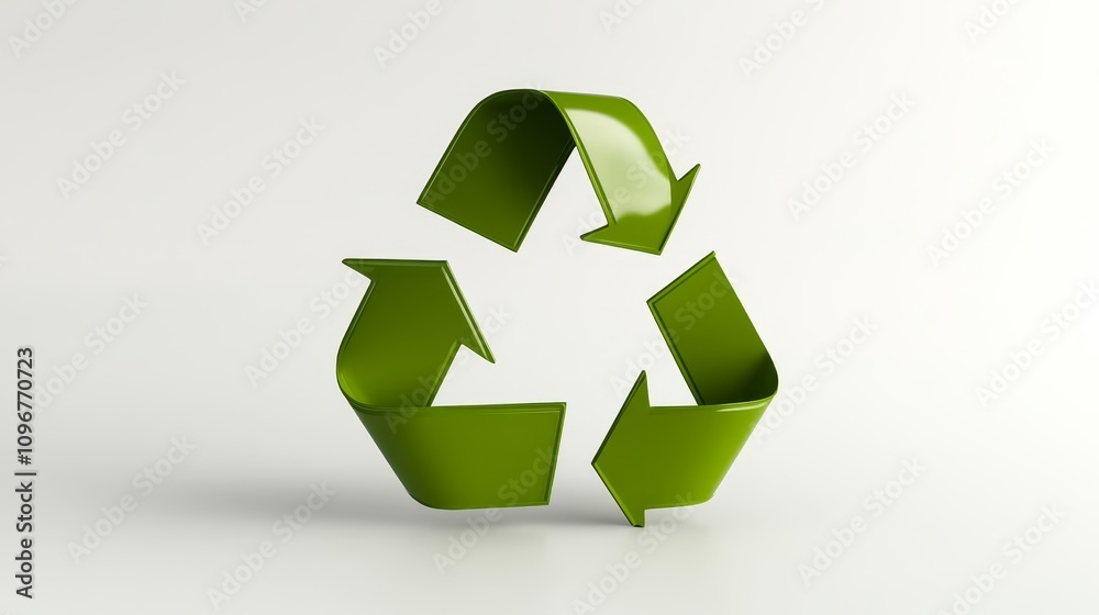 Obraz premium Green Recycling Symbol on White Background