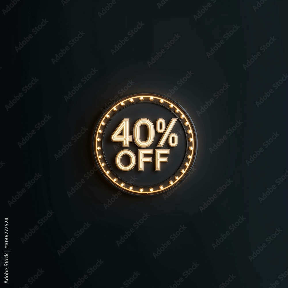 Ivory neon text 40% OFF - 40% off, discount, sale, promotion, offer, price reduction, savings, special offer, marketing