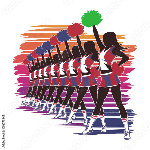 Dynamic Cheerleading Poses in Silhouette Form





