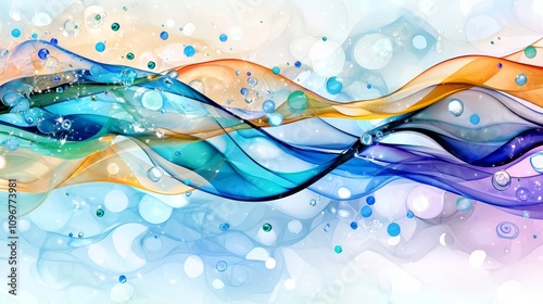 A colorful abstract background with bubbles and waves