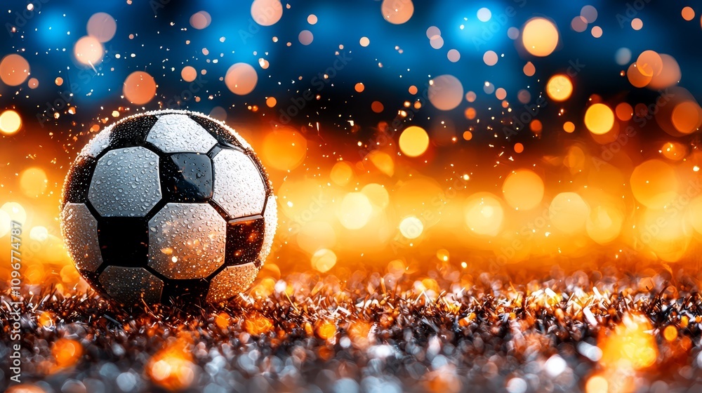 Fototapeta premium A soccer ball sitting on top of a field of grass