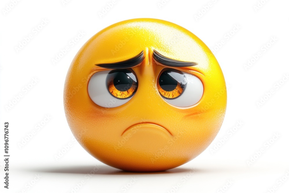 Fototapeta premium Sad Yellow Emoji Sphere Showing Disappointment