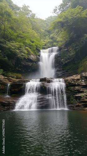 Waterfall in day time of Lao, good scenery for tourist destination.