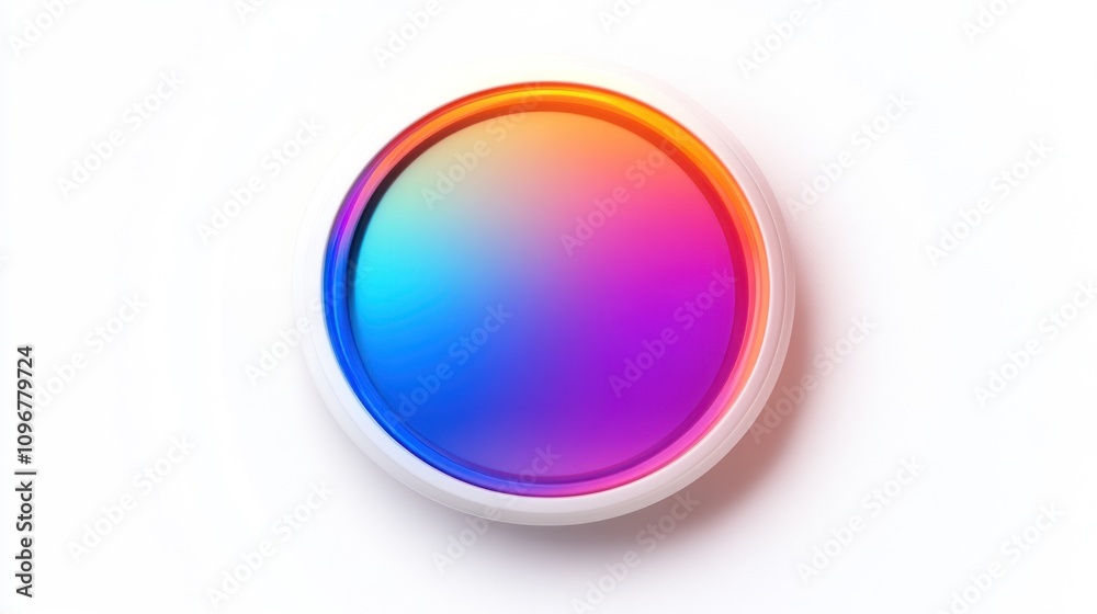 Colorful gradient circle button on white background. Colorful gradient circle button on white background.