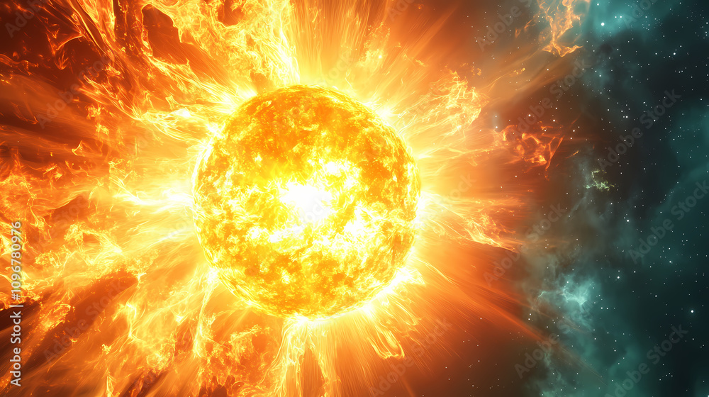 Sunlight flare. abstract burst of flare in blue sunlit background. Radiant Solar Flare. Illustration Sunlight flare. abstract burst of flare in blue sunlit background. Radiant Solar Flare. Illustration
