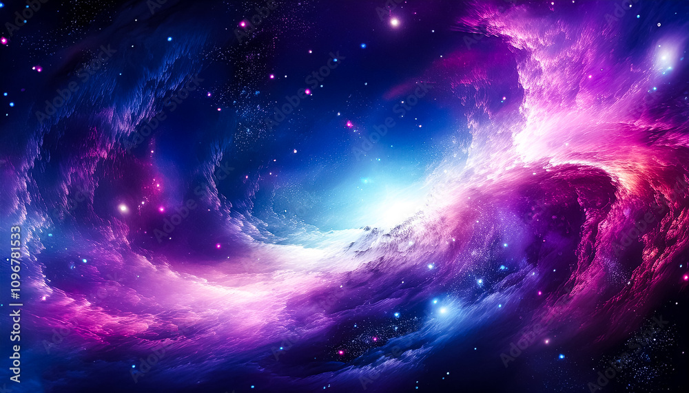 Fototapeta premium Galaxy with swirling nebulae and sparkling stars wallpaper for laptop